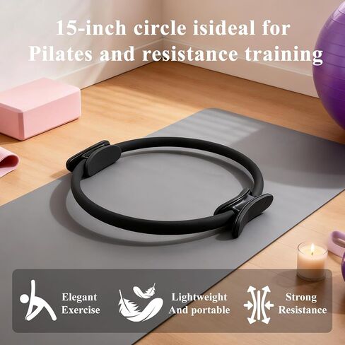 10 Pack Pilates Ring 15 Inch Magic Circle Bulk Set for Yoga and Fitness, Lightweight Portable Resistance Rings for Full Body Toning, Core Workout and Strength Training (5 Black, 3 Blue, 2 Pink) in Kuwait