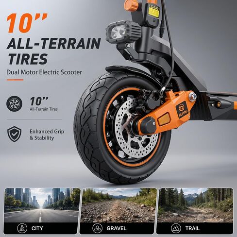 Dual Motor Electric Scooter for Adults, 2400W Power, Up to 37 MPH Top Speed & 48 Miles Range, 52V 20.8Ah Battery, Hydraulic Suspension, 10" Off-Road Tires, Foldable E Scooter with Dual Brakes in Kuwait