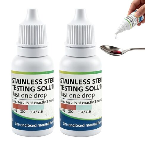 Stainless Steel Test Liquid, Stainless Steel Test Solution, Rapid Tableware with Analysis Solution, Quick Identifier Liquid for 201, 301, 304, 316 Grades (2Pcs) in Kuwait