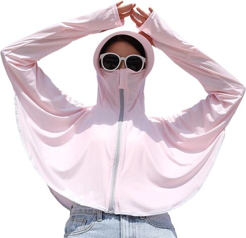IZUS Women's Quick Dry Hoodie Shirts Crop Top Lightweight Long Sleeve Zip Athletic Jacket Hiki Workout Sun Protection in Kuwait
