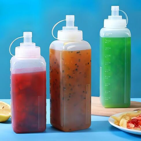 قطعتان من زجاجة ضغط كبيرة من كابيلوك، زجاجات بهارات ضغط بلاستيكية مع أغطية غطاء، موزع بهارات رش لصلصة سلطة الكاتشب والخردل والمايونيز وزيت الزيتون، 27 أونصة/800 مل in Kuwait