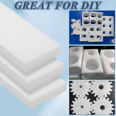 4 Pcs HDPE Plastic Block 1" x 3" x 12" HDPE Sheet Polyethylene Sheet Board Rectangular Solid Tapping Block for Machining, Home Floor Improvement, DIY Projects (White) in Kuwait