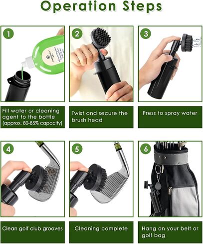 Oasser Golf Club Cleaner Golf Club Brush with Retractable Clip and Squeeze Water Bottle 10.5 Inches Holds 5 Oz of Water, Golf Accessories for Men Women Essentials Golf Gifts for Men Red & Black in Kuwait