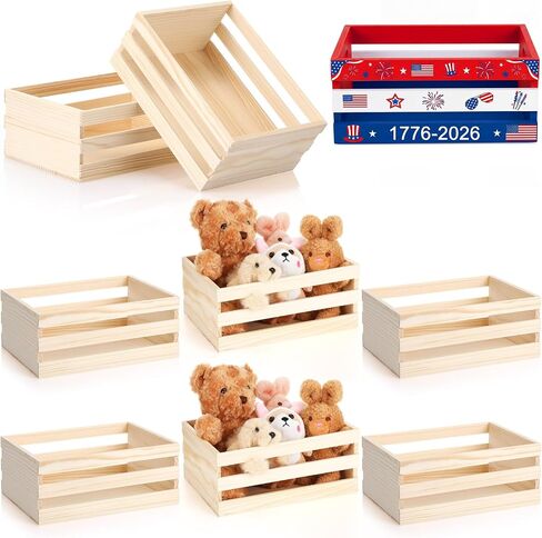 12 PCS 9.5 '' صناديق خشبية صغيرة للتخزين قفص خشبي غير مكتمل بالجملة ، صندوق تخزين الصناديق الطبيعية ، خزانة منظمة للمطبخ المنزلي ديكور الريف الريفي in Kuwait