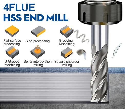 HSS Milling Cutter 4 Flute End Mill 10pcs 2-12mm for Machine Milling Tools Router Bit Metal Cutter Aluminum Milling Bit in Kuwait