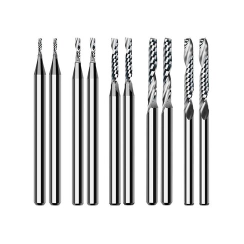 10pcs Single Flute Spiral End Mill 3.175mm Shank Carbide Milling Cutter 3D Engraving Carving Bit for Woodworking in Kuwait