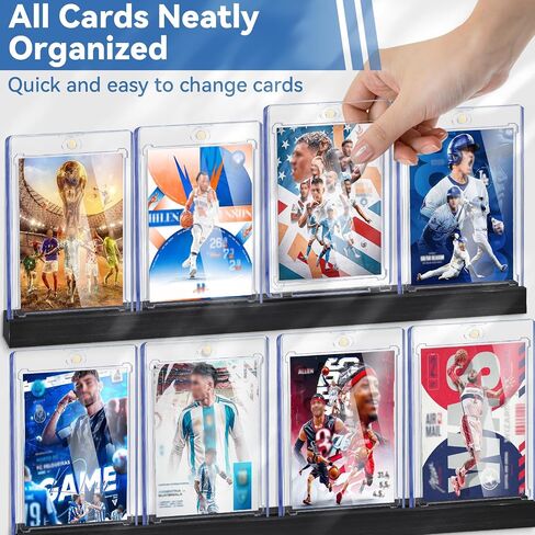 Trading Card Wall Display Shelf - Holds 30 Cards - 6-Pack Wooden Sports Cards Display Shelves for Baseball, Football, Basketball & Graded Card Collections, Black in Kuwait