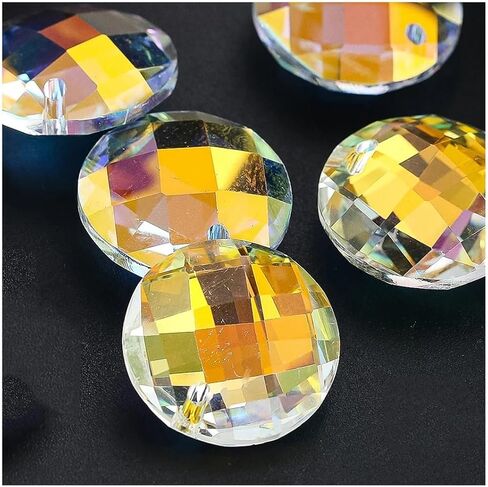 Crystal Chandelier Prism, Sun Catcher, 5pcs Colorful Round Single Hole Crystal Beads Faceted Glass Pendant Hanging Accessories(5pcs Colorful Beads) in Kuwait