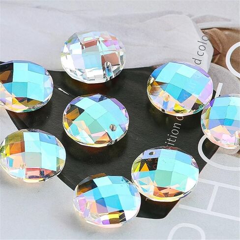 Crystal Chandelier Prism, Sun Catcher, 5pcs Colorful Round Single Hole Crystal Beads Faceted Glass Pendant Hanging Accessories(5pcs Colorful Beads) in Kuwait