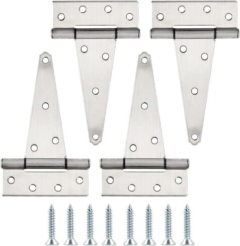 HOME MASTER HARDWARE مفصلات بوابة من الفولاذ المقاوم للصدأ مقاس 6 بوصات للأسوار الخشبية ومفصلات تي شيرت شديدة التحمل، ومفصلة باب سقيفة، ومفصلة على شكل حرف T لبوابة الحظائر الخارجية مع براغي 4 عبوات in Kuwait