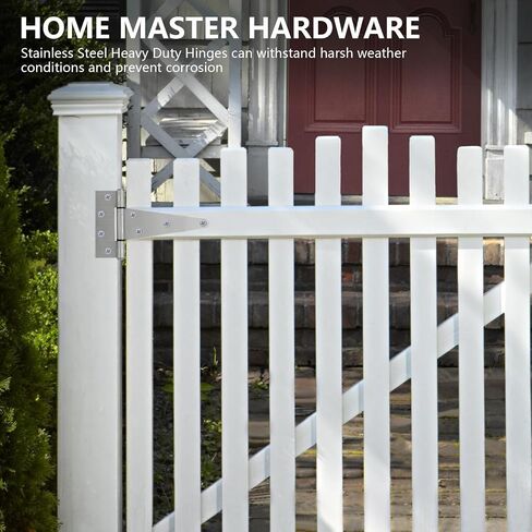 HOME MASTER HARDWARE مفصلات بوابة من الفولاذ المقاوم للصدأ مقاس 6 بوصات للأسوار الخشبية ومفصلات تي شيرت شديدة التحمل، ومفصلة باب سقيفة، ومفصلة على شكل حرف T لبوابة الحظائر الخارجية مع براغي 4 عبوات in Kuwait