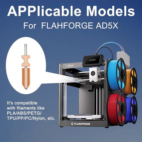 AD5X Hotend Nozzle Kit, 3 Pack 0.4mm Hardened Steel Integrated Nozzle with 3 Silicone Covers - All-Metal High-Temp Resistant (300℃) for PLA/ABS/PETG/TPU, OEM Replacement for Flashforge AD5X 3D Printer in Kuwait