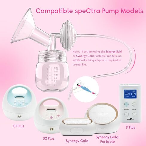 Spectra Replacement Pump Parts for S1/S2/9 Plus/Synergy Gold, Not Original Accessories, Breast Pump Parts Include Spectra Flanges 21mm/Duckbill Valve/Backflow Protector/Tubing/Nipple Measure Ruler in Saudi Arabia