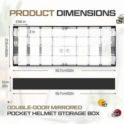 Leinuosen 32 Acrylic Pocket Size Helmet Display Case for Pocket Football Helmets Mini Baseball Helmets Stand Display Cabinet Holder Rack Wall Mount with Clear Double Door, 22 x 8.6 x 2 Inch, 4x8 Grid in Kuwait