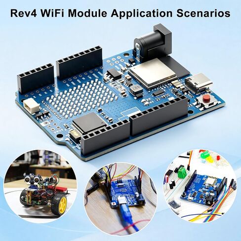 uno R4 WiFi وBluetooth Board متوافق مع Arduino لمشاريع إنترنت الأشياء المتقدمة - وحدة تحكم دقيقة ثنائية النواة ESP32-S3 وRA4M1 مع مصفوفة LED 12x8، Type-C وحافلة CAN للصناع in Kuwait