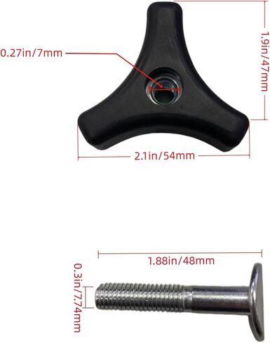 2 Pack Lawn Mower Handle Knobs Nut Bolt, Triangular Handle Fastening Screw Set Replacement Fits for Honda Lawn Mower or Other Lawn Machine Accessories Supplies in Kuwait