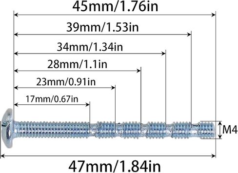 Heyous 90 قطعة M4x45mm آلة مشقوقة ملولبة من الفولاذ الكربوني برغي فصل الرأس مناسب لأدراج الخزانة والتخزين والمشروعات اليدوية in Kuwait