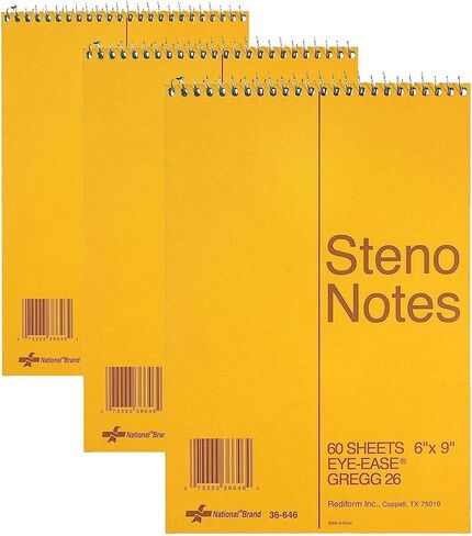 دفتر ملاحظات Rediform National Steno مع غطاء لوح بني، ورق أخضر مريح للعين، مسطر جريج، 6 بوصة × 9 بوصة، 60 ورقة (36646) in Kuwait