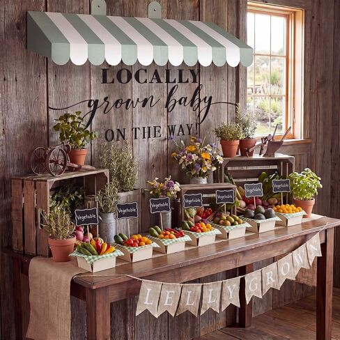 84 Pcs/ 20 Set Locally Grown Baby Shower Party Decorations for Fresh off The Market Bridal Shower 20 Farmers Market Baskets with 40 Green Gingham Paper Napkins and 24 Mini Chalkboard Picks in Kuwait