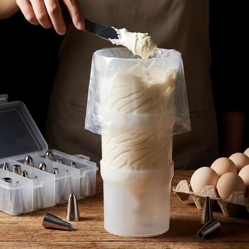 Cake Piping Bag Holder Piping Bag Filling Stand Adjustable Height | Plastic Piping Bag Stand for Filling Cake Decoration Tools Translucent, Clear Cream Icing Bags Rack for Home Bakers Chefs in Kuwait