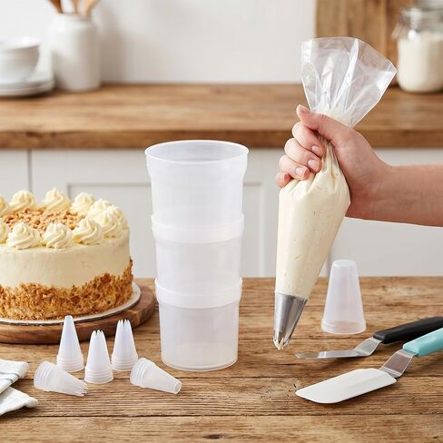 Cake Piping Bag Holder Piping Bag Filling Stand Adjustable Height | Plastic Piping Bag Stand for Filling Cake Decoration Tools Translucent, Clear Cream Icing Bags Rack for Home Bakers Chefs in Kuwait