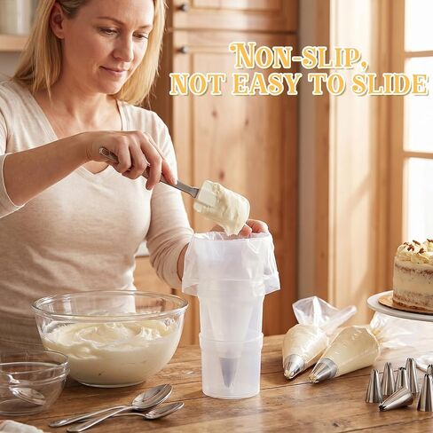 Cake Piping Bag Holder Piping Bag Filling Stand Adjustable Height | Plastic Piping Bag Stand for Filling Cake Decoration Tools Translucent, Clear Cream Icing Bags Rack for Home Bakers Chefs in Kuwait