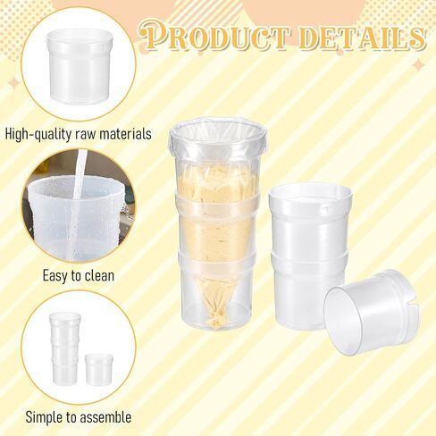 Cake Piping Bag Holder Piping Bag Filling Stand Adjustable Height | Plastic Piping Bag Stand for Filling Cake Decoration Tools Translucent, Clear Cream Icing Bags Rack for Home Bakers Chefs in Kuwait