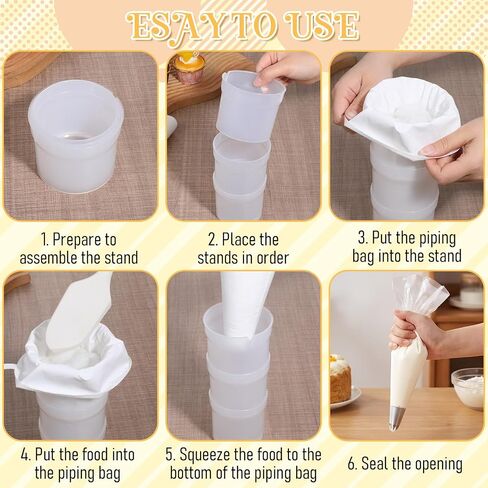 Cake Piping Bag Holder Piping Bag Filling Stand Adjustable Height | Plastic Piping Bag Stand for Filling Cake Decoration Tools Translucent, Clear Cream Icing Bags Rack for Home Bakers Chefs in Kuwait
