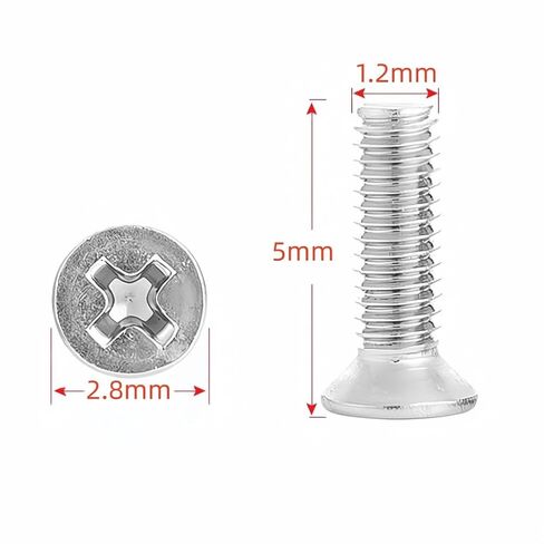 NACX M1.2 × 5 مم براغي آلة فيليبس ذات الرأس المسطح من الفولاذ المقاوم للصدأ، ومسامير رأس غاطسة مترية، خيط كامل، مثبتات مقاومة للتآكل للمعادن والخشب والبلاستيك. 500 قطعة in Kuwait