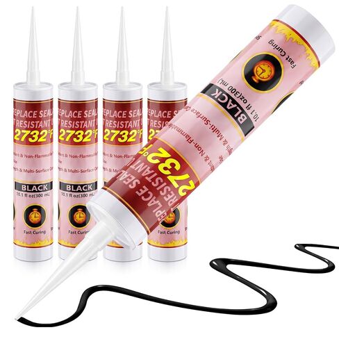 Threlaco 4 Packs 500°F Rtv High Heat Silicone Sealant 10oz High Temperature Gasket Maker Adhesive UV Stable, Oil Resistant & Non-Corrosive(Black) in Saudi Arabia