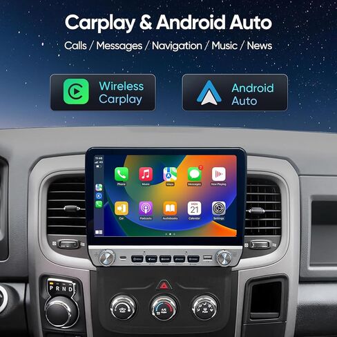 راديو ستيريو للسيارة Android 14 لسيارة Dodge Ram 1500 2500 3500 2013-2019 مدمج في Carplay/Android Auto 9.7 بوصة وحدة رئيسية طراز Tesla IPS شاشة تعمل باللمس مع DSP Bluetooth GPS، FM WiFi، دليل AC فقط in Kuwait