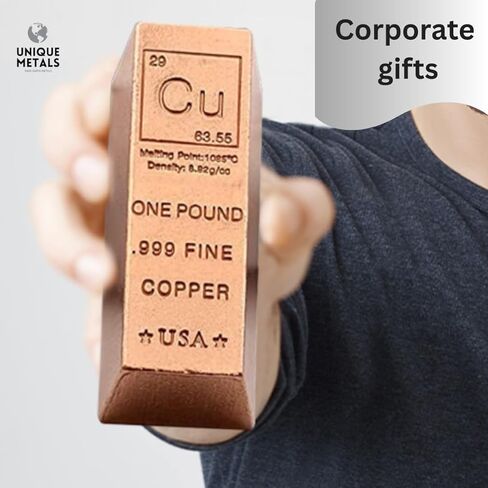 ثقالة ورق من سبيكة النحاس بوزن 1 رطل - تصميم عنصر كيميائي نقي 999 مع شهادة الأصالة من شركة Unique Metals in Kuwait
