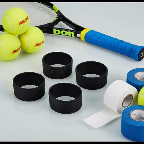 5 قطعة مضرب تنس أسود مقبض حلقة مطاطية بسط مضرب تنس الفرقة Overgrips ، مضرب تنس السيطرة ، اكسسوارات المضرب in Kuwait