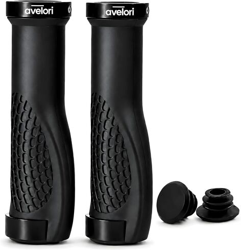 Ergonomic Bike Handlebar Grips, Dual Lock-On Aluminum Rings, Textured TPR Rubber, Palm Support Design, Fits Standard 22.2mm MTB Hybrid City Commuter Folding Bicycle Flat Handlebars, 1 Pair, Black in Kuwait