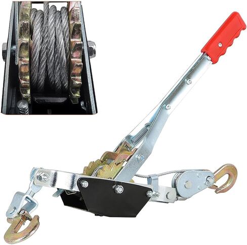 This Hand Cable Puller, 2 Hook Steel Cable Dual Gear Power Ratchet Come Along Puller Tool | Power Puller | Come Along Winch Heavy Duty | Chain Puller | 1 Ton/2 Ton/4 Ton Power Puller (Size : in Kuwait