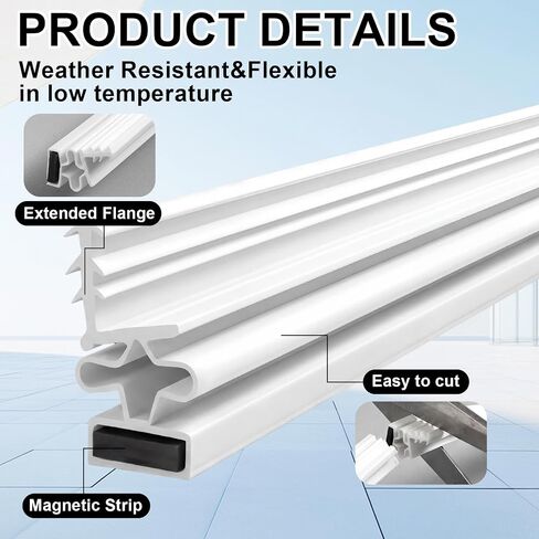 طقم تجريد الطقس للباب 5 قطع من FoldTier لـ 36 بوصة × 84 بوصة و36 بوصة × 81 بوصة، ختم باب الشق المغناطيسي، الفينيل مع شريط مغناطيسي علوي وجوانب طقم ختم الأبواب للأبواب الفولاذية (أبيض) in Kuwait