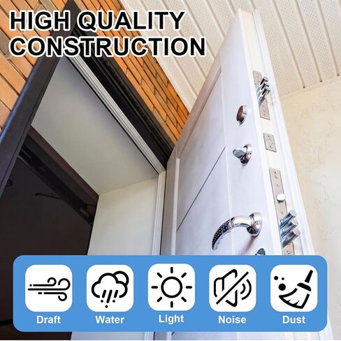 طقم تجريد الطقس للباب 5 قطع من FoldTier لـ 36 بوصة × 84 بوصة و36 بوصة × 81 بوصة، ختم باب الشق المغناطيسي، الفينيل مع شريط مغناطيسي علوي وجوانب طقم ختم الأبواب للأبواب الفولاذية (أبيض) in Kuwait