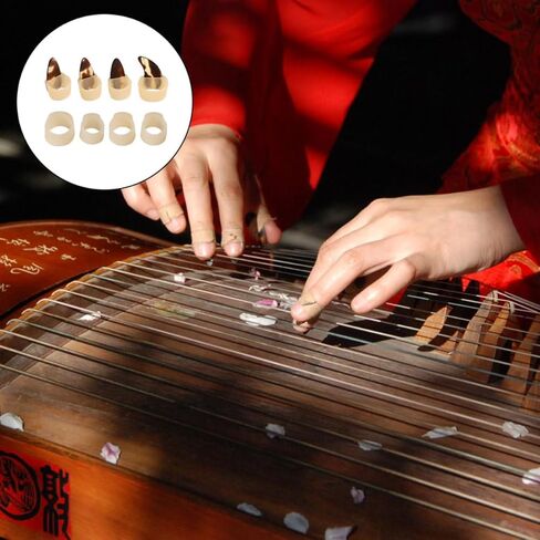 ibasenice سيليكون Guzheng واقيات الأظافر 8 قطع قابلة للتعديل متوسطة الحجم لليد اليمنى للأعمار 8-16 لون البشرة أغطية أظافر إضافية لممارسة Guzheng والأداء in Kuwait