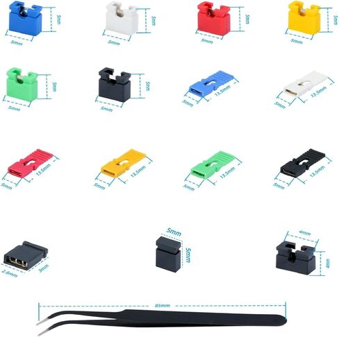 300Pcs 2.54mm 2.0mm 1.27mm Jumper Caps Kit | Compatible with Arduino Raspberry Pi PCB in Kuwait
