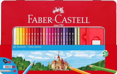 Faber-Castell Classic Colored Pencils Tin Set, 48 Vibrant Colors In Sturdy Metal Case in Kuwait