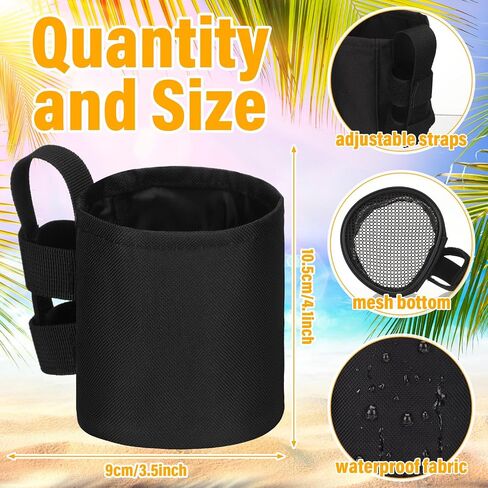 Patelai 2 Pack 4.1x3.5in Beach Chair Cup Holder Camping Chair Drink Holder, Portable Universal Water Bottle Organizer Accessories for Outdoor Beach Camping Lawn Fishing Pool Patio Loungers (Black) in Saudi Arabia