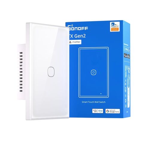 SONOFF TX Gen2 Smart Wall Touch Switch, 1-Channel 120-Type Panel, 2.4GHz Wi-Fi, eWeLink App Control, Matter Compatible, Works with Apple Home/Google Home/Amazon Alexa - T6-1C-120M in Saudi Arabia