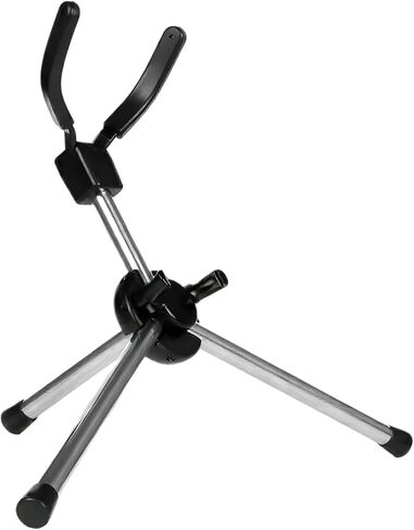 Alto Saxophone Stand for Tenor Sax, Foldable Metal Tripod, Portable Instrument Storage Rack, Universal Design, 5.9 in Leg Length, Silver, Compact Sax Accessory for Home and Stage in Kuwait