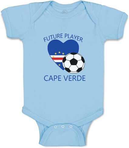 Custom Boy & Girl Baby Bodysuit Future Soccer Player Cape Verde Funny Cotton Baby Clothes Light Blue Design Only 6 Months in Kuwait