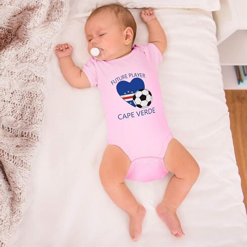 Custom Boy & Girl Baby Bodysuit Future Soccer Player Cape Verde Funny Cotton Baby Clothes Light Blue Design Only 6 Months in Kuwait