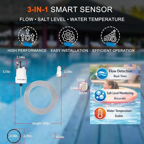 APA0003 استبدال المستشعر الثلاثي للطيار الآلي المتوافق مع نظام Pool Pilot الرقمي، لمسة ناعمة وأنظمة التحكم الكاملة لمستوى الملح ومستشعر درجة حرارة الماء in Kuwait