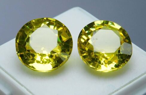 Yellow Sapphire Excellent Round Cut 20.54 Ct Natural Certified Gemstone Of Pair in Kuwait