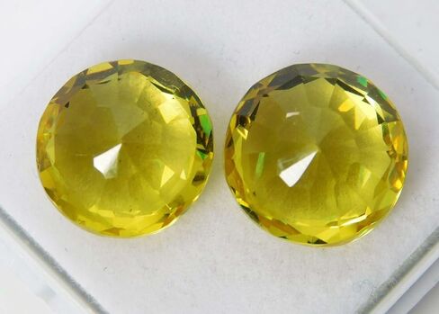 Yellow Sapphire Excellent Round Cut 20.54 Ct Natural Certified Gemstone Of Pair in Kuwait