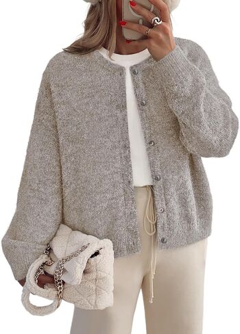 LILLUSORY Womens Crew Neck Button Down Cozy Cardigan Sweater Fall Outfits 2025 in Kuwait