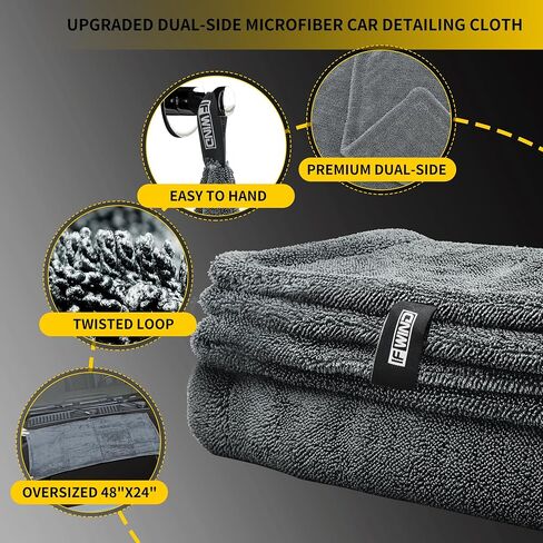 2 Pack Car Drying Towels (48"x24"),Extra Large Double-Twist Pile Drying Towels Car Detailing for Car Care Wash,Car Super Cleaning Supplies Accessories kit,Ultra Absorbency,Chamois Shammy Cloth in Saudi Arabia